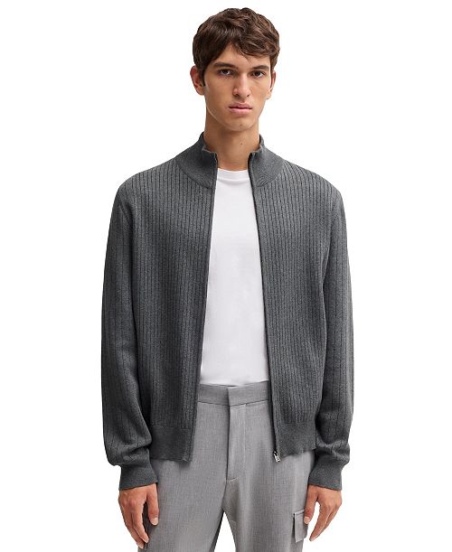 BOSS by Hugo Boss Men's Knit Pinstripe Zip-Up Cardigan Brands