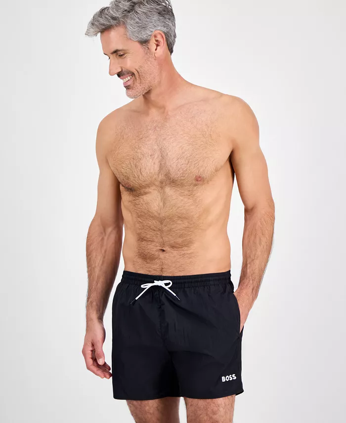BOSS By Hugo Boss Men's Lee Drawstring 5.3" Swim Trunks Created For Macy's Men's Fashion & Accessories