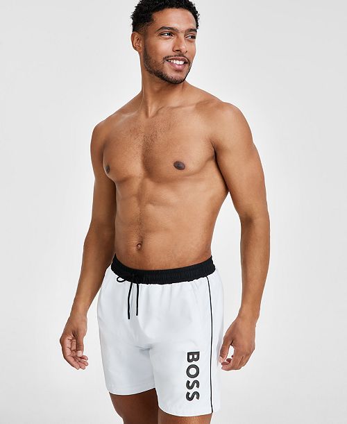 BOSS by Hugo Boss Men's Logo 6" Swim Trunks Created for Macy's Men's Fashion & Accessories