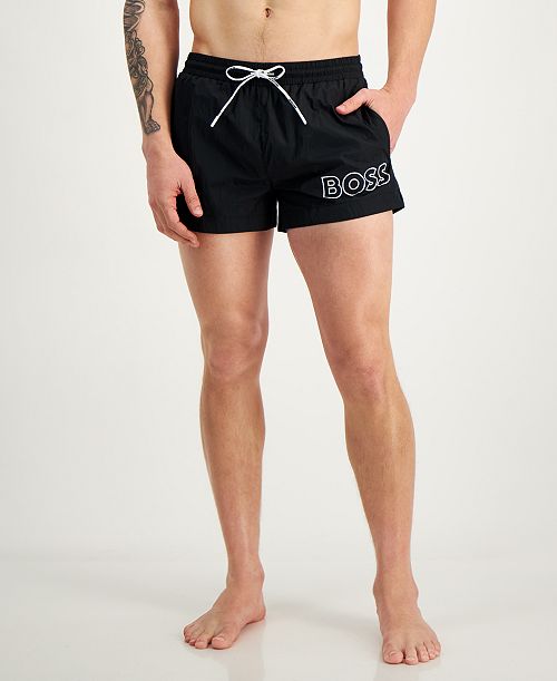 BOSS by Hugo Boss Men's Mooneye Outlined Logo Drawstring 3" Swim Trunks Men's Fashion & Accessories