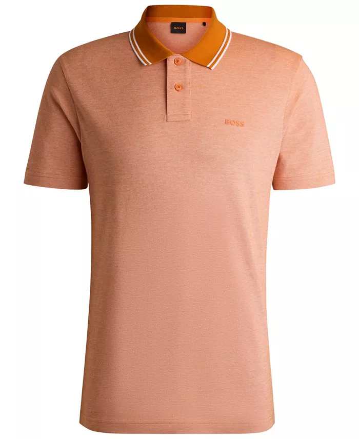 BOSS By Hugo Boss Men's Oxford-Piqué Cotton Relaxed-Fit Polo Shirt Brands