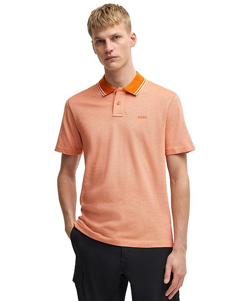 BOSS by Hugo Boss Men's Oxford-Piqué Cotton Relaxed-Fit Polo Shirt Brands