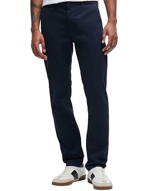 BOSS by Hugo Boss Men's Stretch-Cotton Satin Slim-Fit Chinos Brands