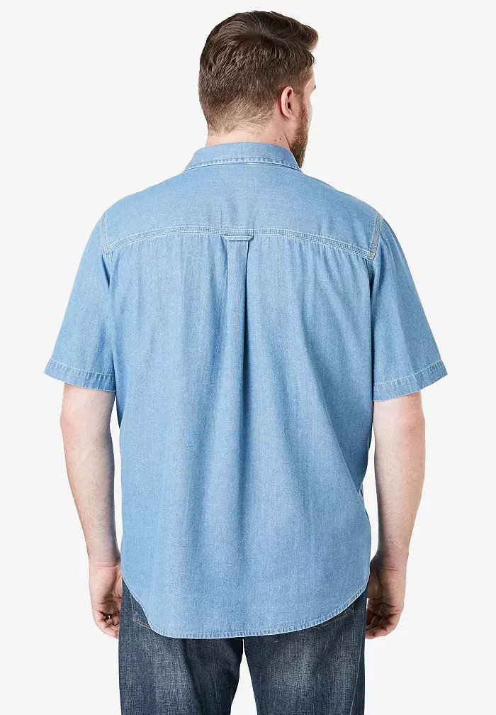 Boulder Creek Big & Tall By KingSize Short Sleeve Denim And Twill Shirt Men's Fashion & Accessories