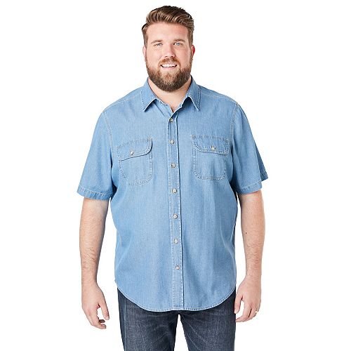 Boulder Creek Big & Tall by KingSize Short Sleeve Denim And Twill Shirt Men's Fashion & Accessories