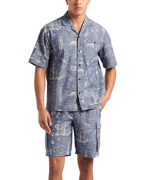 Buffalo David Bitton Men's Nautical Graphic Shirt & Cargo Short Men's Fashion & Accessories