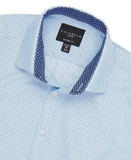 Calabrum Men's Regular Fit Dot Print Wrinkle Free Performance Dress Shirt Men's Fashion & Accessories
