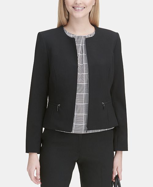 Calvin Klein Collarless Blazer Women's Fashion Shoes & Accessories