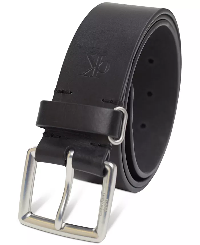 Calvin Klein Jeans Men's Leather Belt With Keeper Ring Men's Fashion & Accessories