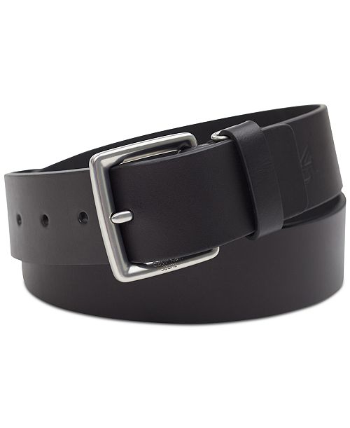 Calvin Klein Jeans Men's Leather Belt with Keeper Ring Men's Fashion & Accessories