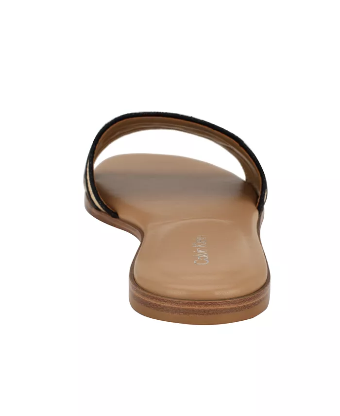 Calvin Klein Kendell Flat Slip-On Casual Sandals Women's Fashion Shoes & Accessories