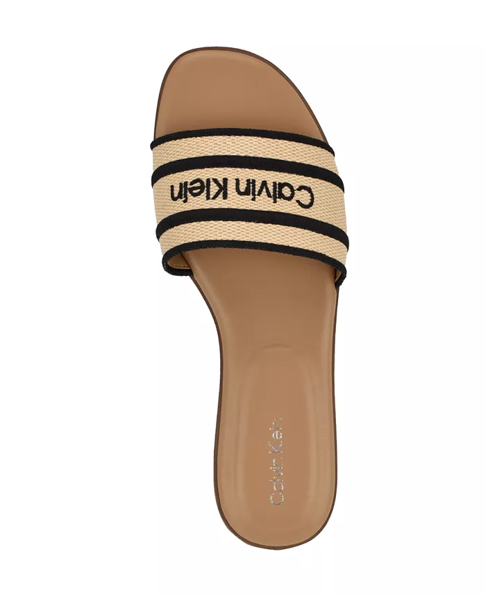 Calvin Klein Kendell Flat Slip-On Casual Sandals Women's Fashion Shoes & Accessories