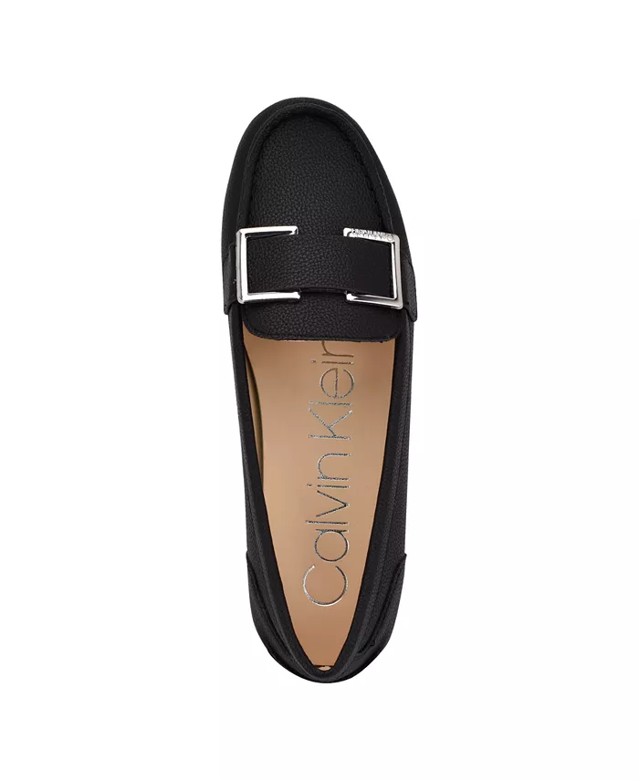Calvin Klein Lydia Embellished Slip-On Suede Loafers Women's Fashion Shoes & Accessories