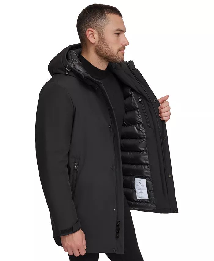 Calvin Klein Men's Flextech Stretch Water-Resistant Hooded Stadium Jacket Men's Fashion & Accessories