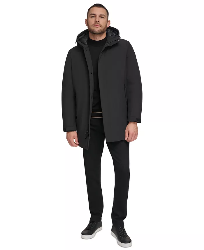 Calvin Klein Men's Flextech Stretch Water-Resistant Hooded Stadium Jacket Men's Fashion & Accessories