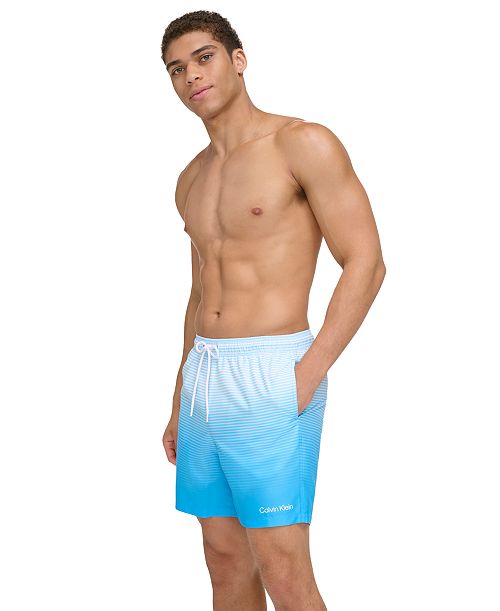 Calvin Klein Men's Gradient Striped 7" Volley Swim Trunks Men's Fashion & Accessories