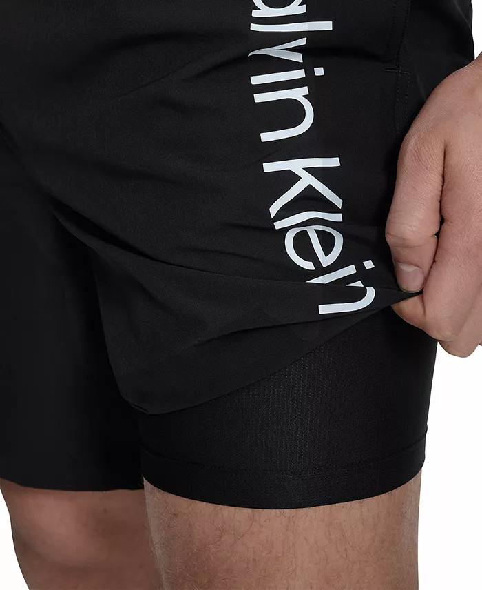 Calvin Klein Men's Regular-Fit Quick-Dry 5" Swim Trunks With Compression Short Liner Men's Fashion & Accessories