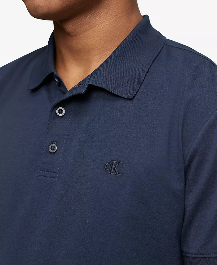 Calvin Klein Men's Regular-Fit Smooth Cotton Monogram Logo Polo Shirt Men's Fashion & Accessories