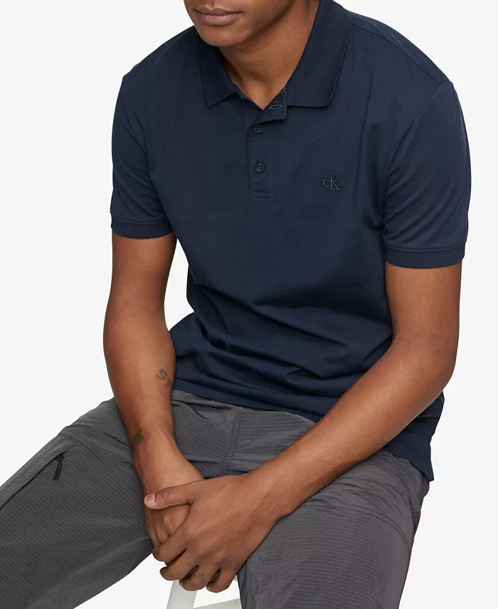 Calvin Klein Men's Regular-Fit Smooth Cotton Monogram Logo Polo Shirt Men's Fashion & Accessories