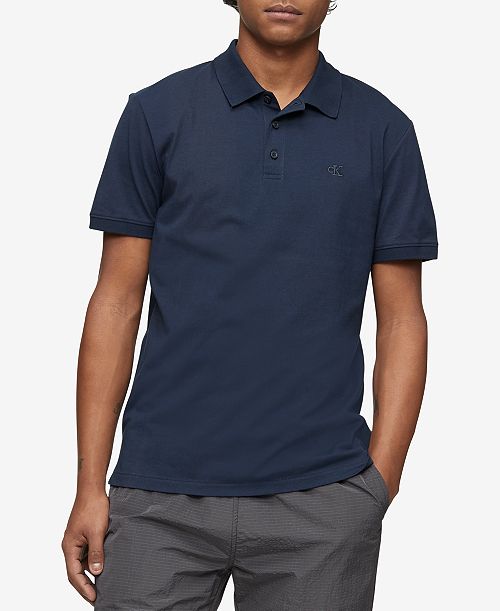 Calvin Klein Men's Regular-Fit Smooth Cotton Monogram Logo Polo Shirt Men's Fashion & Accessories