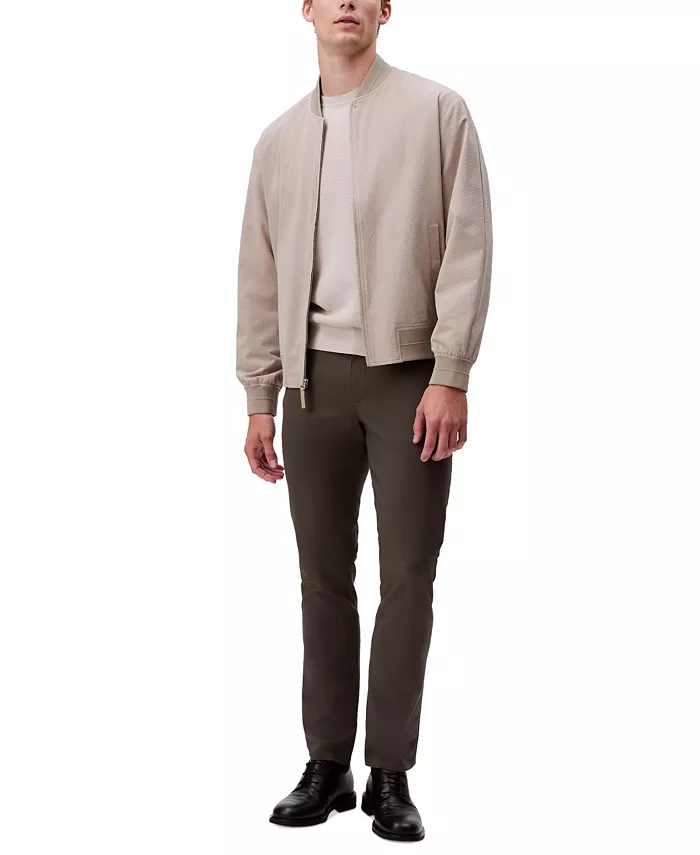 Calvin Klein Men's Relaxed Fit Seersucker Zip-Front Bomber Jacket Men's Fashion & Accessories