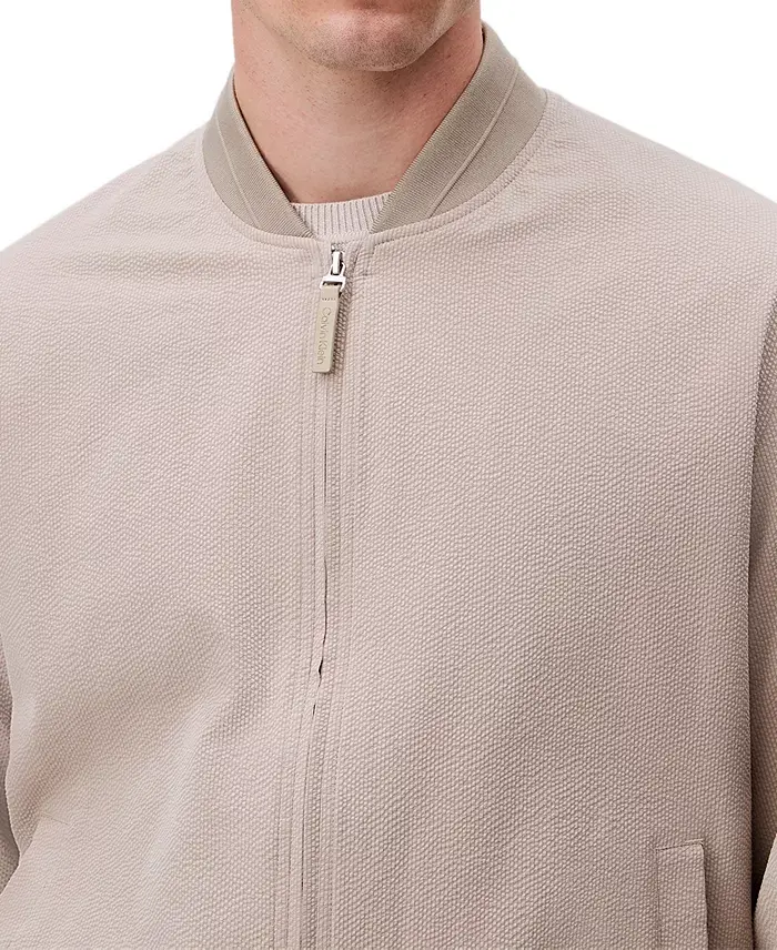 Calvin Klein Men's Relaxed Fit Seersucker Zip-Front Bomber Jacket Men's Fashion & Accessories