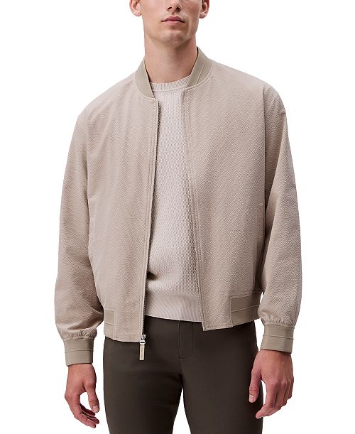 Calvin Klein Men's Relaxed Fit Seersucker Zip-Front Bomber Jacket Men's Fashion & Accessories