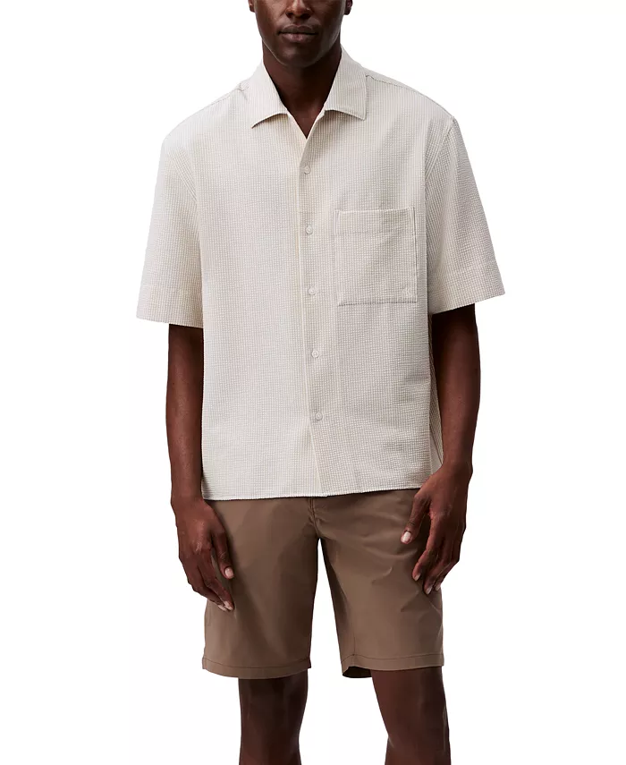 Calvin Klein Men's Relaxed Fit Short Sleeve Seersucker Striped Button-Front Shirt Men's Fashion & Accessories