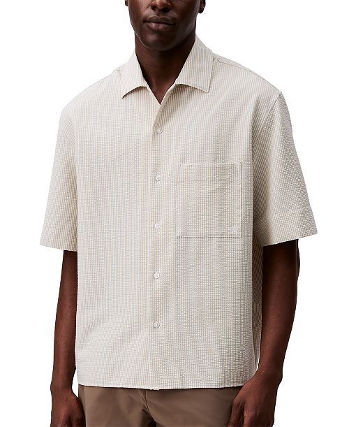 Calvin Klein Men's Relaxed Fit Short Sleeve Seersucker Striped Button-Front Shirt Men's Fashion & Accessories