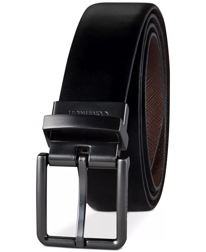 Calvin Klein Men's Reversible Textured Leather Dress Belt Created For Macy's Men's Fashion & Accessories
