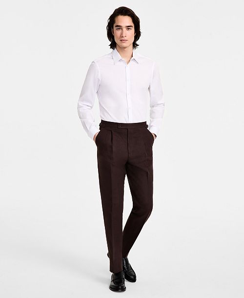Calvin Klein Men's Slim-Fit Linen-Blend Dress Pants Men's Fashion & Accessories