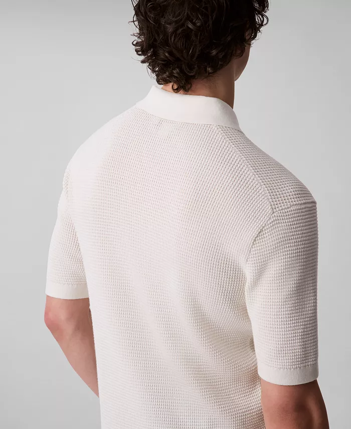 Calvin Klein Men's Smooth Cotton Waffle Polo Shirt Men's Fashion & Accessories
