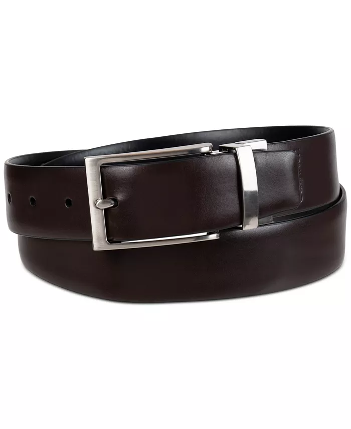 Calvin Klein Men’s Two-In-One Feather Edge Reversible Dress Belt Men's Fashion & Accessories