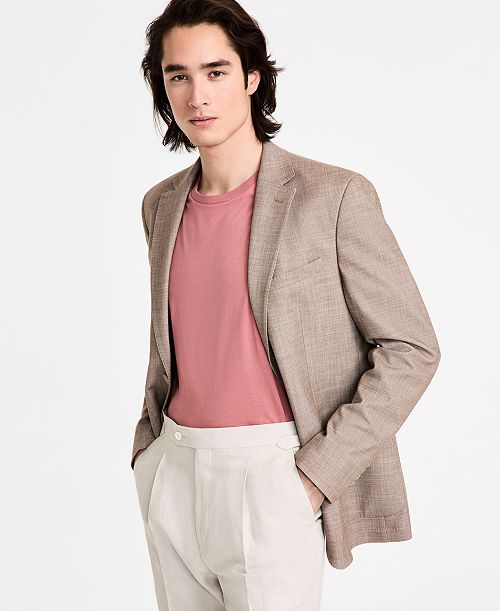 Calvin Klein Mens Slim Fit Tan Sport Coat Men's Fashion & Accessories