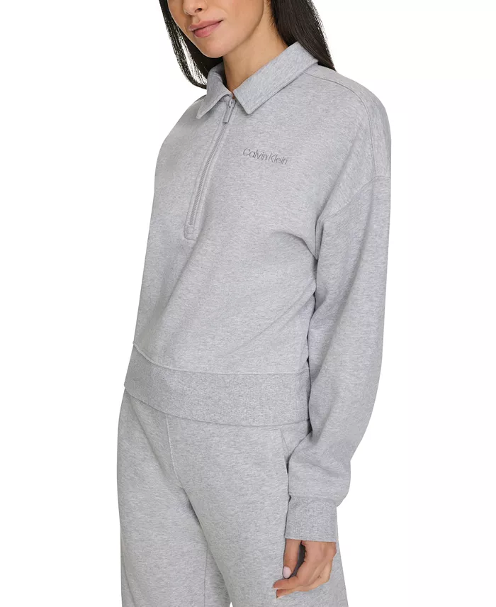 Calvin Klein Performance Women's Logo Half-Zip Cozy Fleece Sweatshirt Women's Fashion Shoes & Accessories