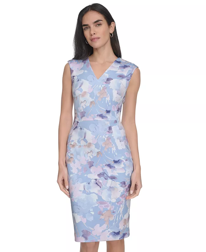 Calvin Klein Petite Floral-Print Sheath Dress Women's Fashion Shoes & Accessories