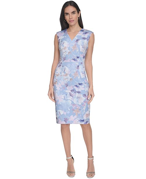 Calvin Klein Petite Floral-Print Sheath Dress Women's Fashion Shoes & Accessories