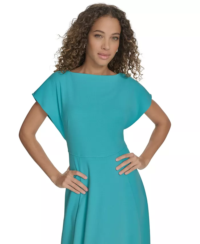 Calvin Klein Petite Flutter-Sleeve Sheath Midi Dress Women's Fashion Shoes & Accessories