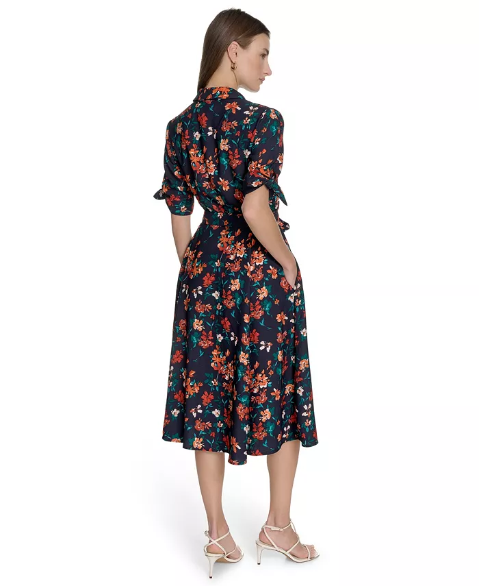 Calvin Klein Petite Short-Sleeve Midi Shirtdress Women's Fashion Shoes & Accessories