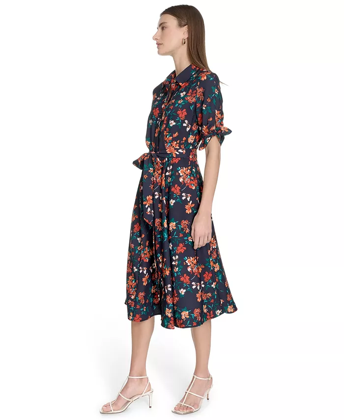 Calvin Klein Petite Short-Sleeve Midi Shirtdress Women's Fashion Shoes & Accessories