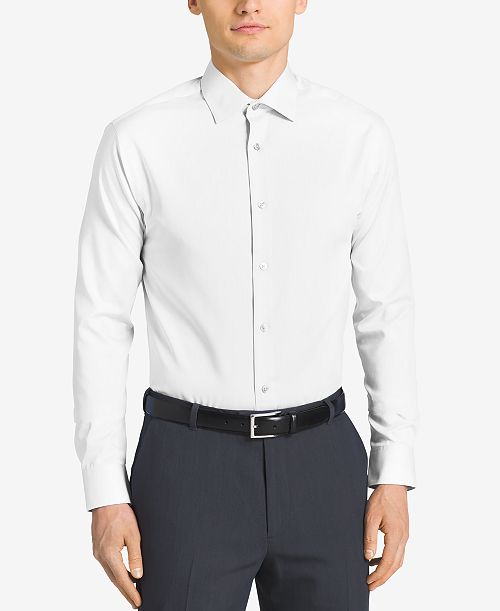 Calvin Klein Steel Men's Classic-Fit Non-Iron Performance Herringbone Dress Shirt Men's Fashion & Accessories