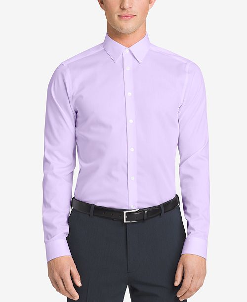Calvin Klein Steel Men's Slim-Fit Non-Iron Herringbone Dress Shirt Men's Fashion & Accessories