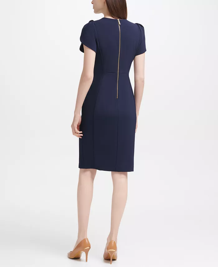 Calvin Klein Tulip-Sleeve Sheath Knee-length Dress Women's Fashion Shoes & Accessories