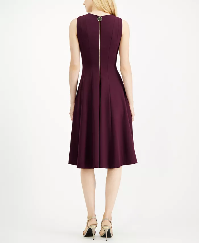 Calvin Klein V-Neck Midi Dress Women's Fashion Shoes & Accessories