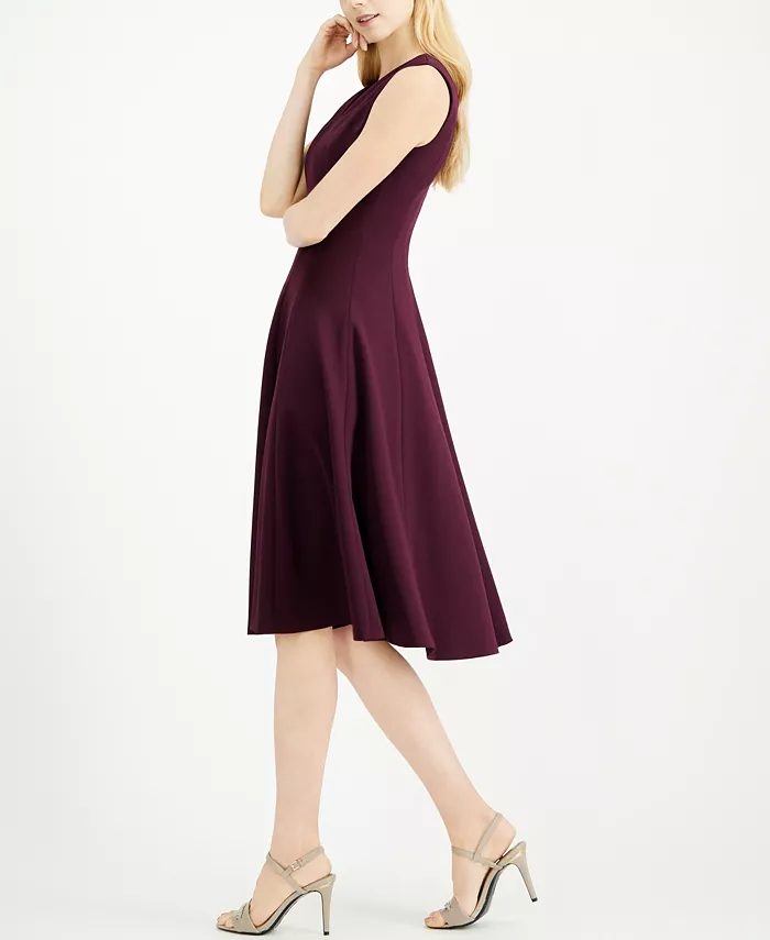 Calvin Klein V-Neck Midi Dress Women's Fashion Shoes & Accessories