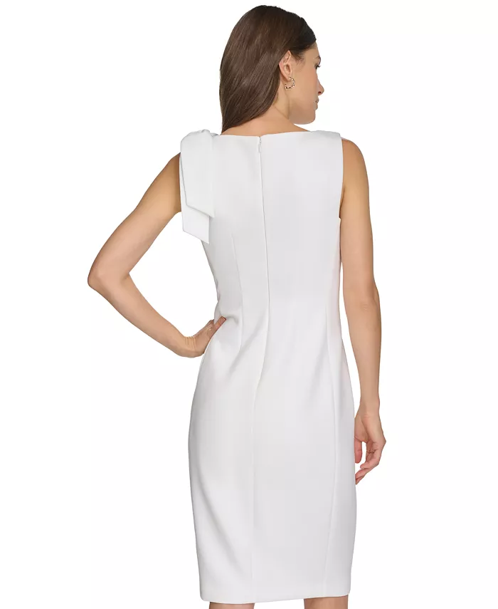 Calvin Klein Women's Bow-Trim Shoulder Sheath Dress Women's Fashion Shoes & Accessories