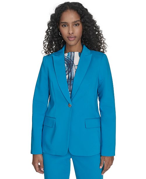 Calvin Klein Women's Cotton-Blend One-Button Jacket Women's Fashion Shoes & Accessories