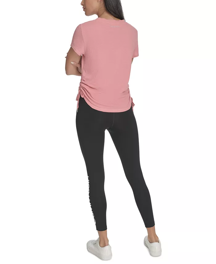 Calvin Klein Women's Drawstring-Ruched Textured Top Women's Fashion Shoes & Accessories