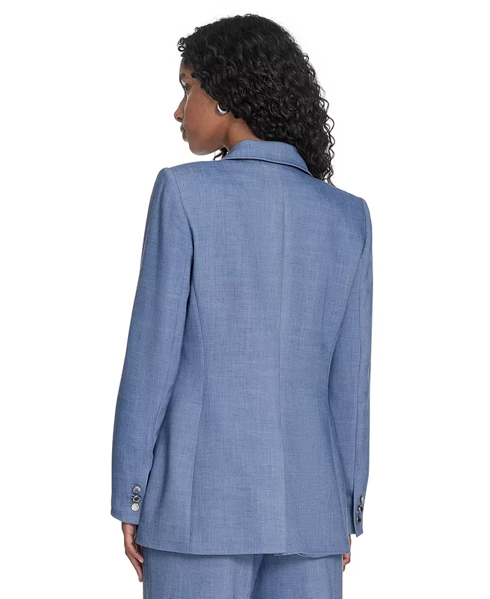 Calvin Klein Women's Faux-Denim One-Button Blazer Women's Fashion Shoes & Accessories