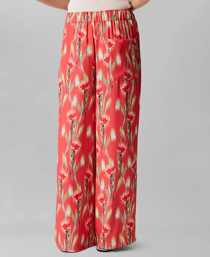 Calvin Klein Women's Floral-Print Pull-On Drawstring Pants Women's Fashion Shoes & Accessories